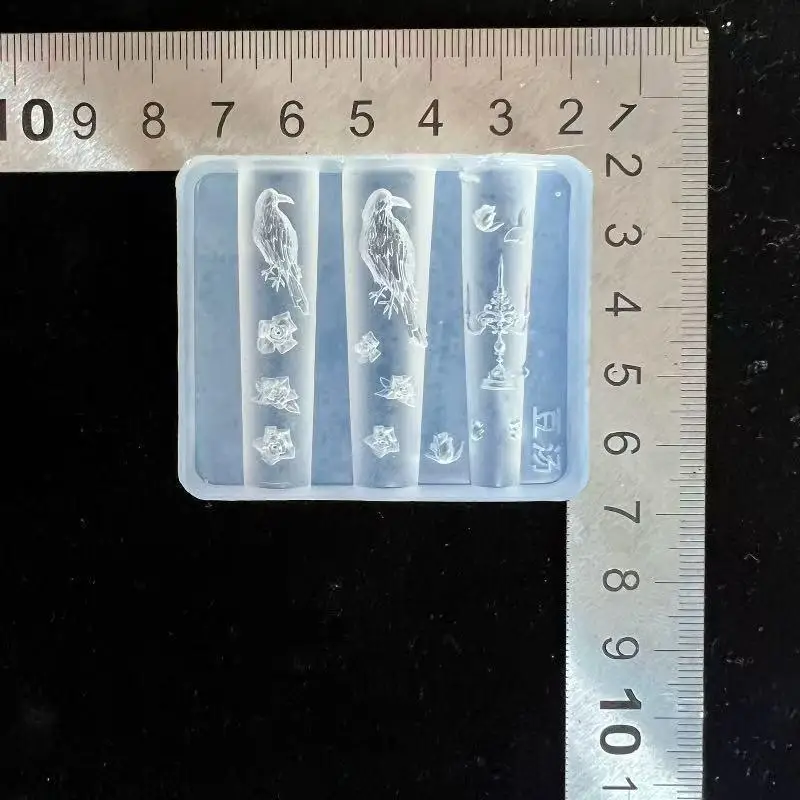 Chandelier rétro corbeau Rose en Silicone, moule à ongles, fleur 3D, décoration Nail Art, bricolage, moule Transparent, outils de conception de manucure