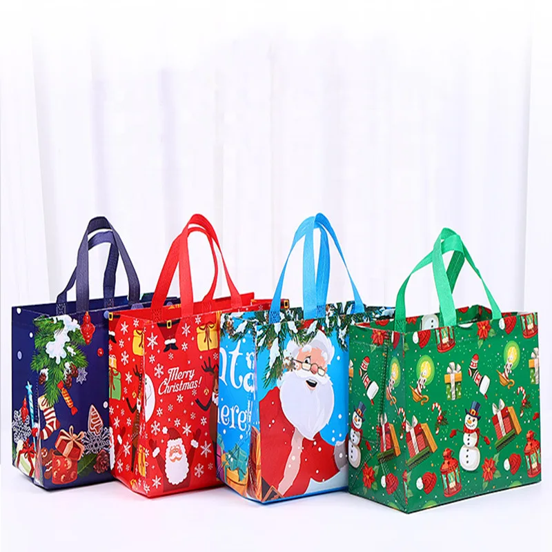 2024 New in Christmas Gift Bags Cartoon Cute Santa Elk Snowman Printing Non Woven Handbag Hot Pressing Wholesale Party Supplies