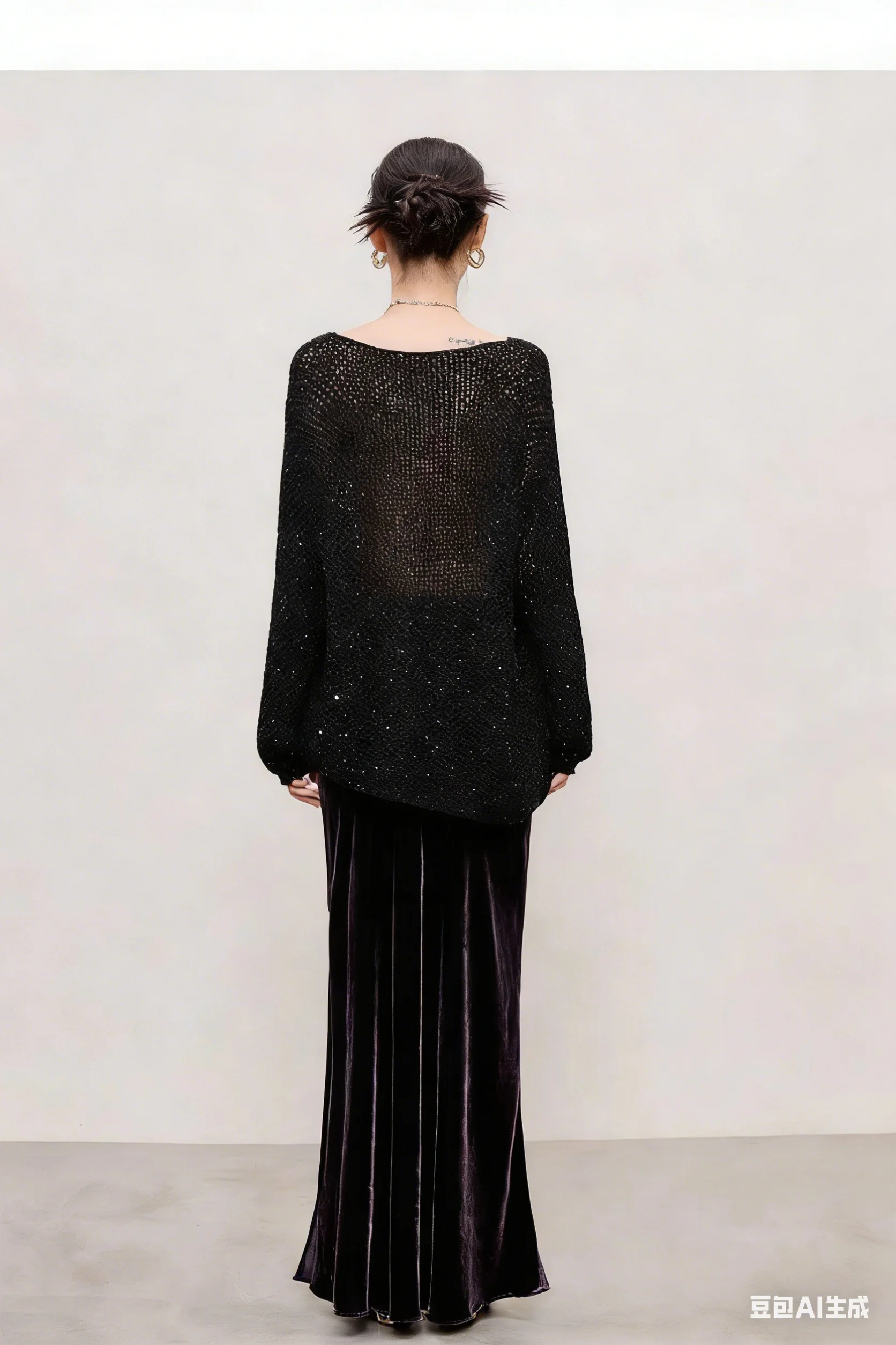 Fengbaoyu Luxury Silk Velvet Ladies' Half-Dress High-Waisted Fish-Tail Style Long Dress Elegant and Stylish for Business Casual