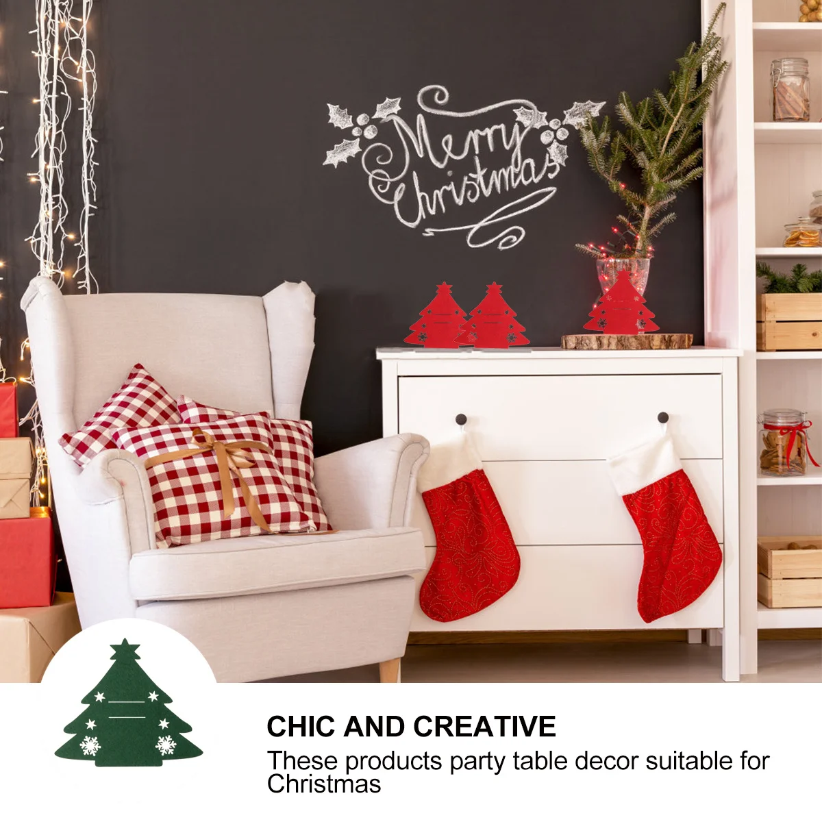 

8Pcs Cutlery Cover Christmas Tree Shape Tableware Cloth Holder Holiday Party Decor Table Ornament Red Green Tableware Cover