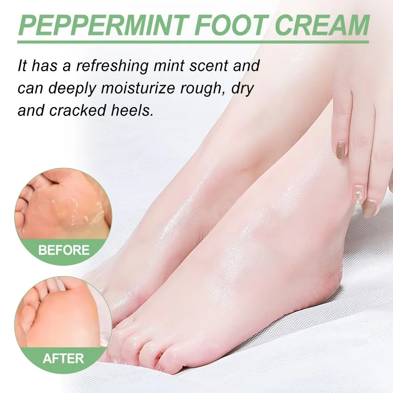 Crema para pies PepperMint, producto para eliminar la piel muerta, tratamiento de reparación de grietas en el talón, crema hidratante para manos y pies, mascarilla exfoliante para el cuidado de la piel