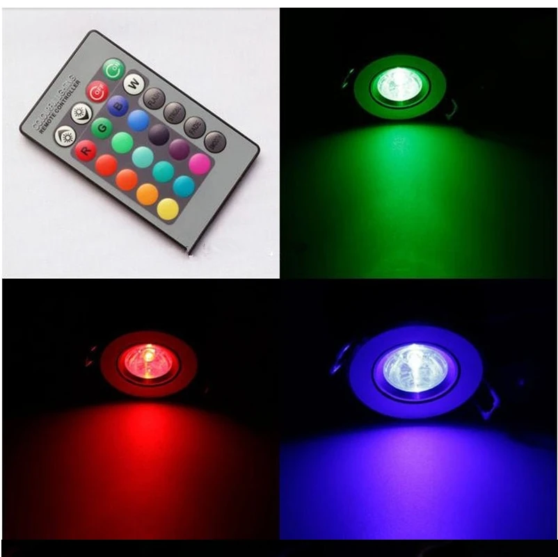 

LED Ceiling Spot Lamp Down Lights 3W RGB With Remote Recessed light Bulbs AC220V 3W Downlight Birthday party Colorful lights