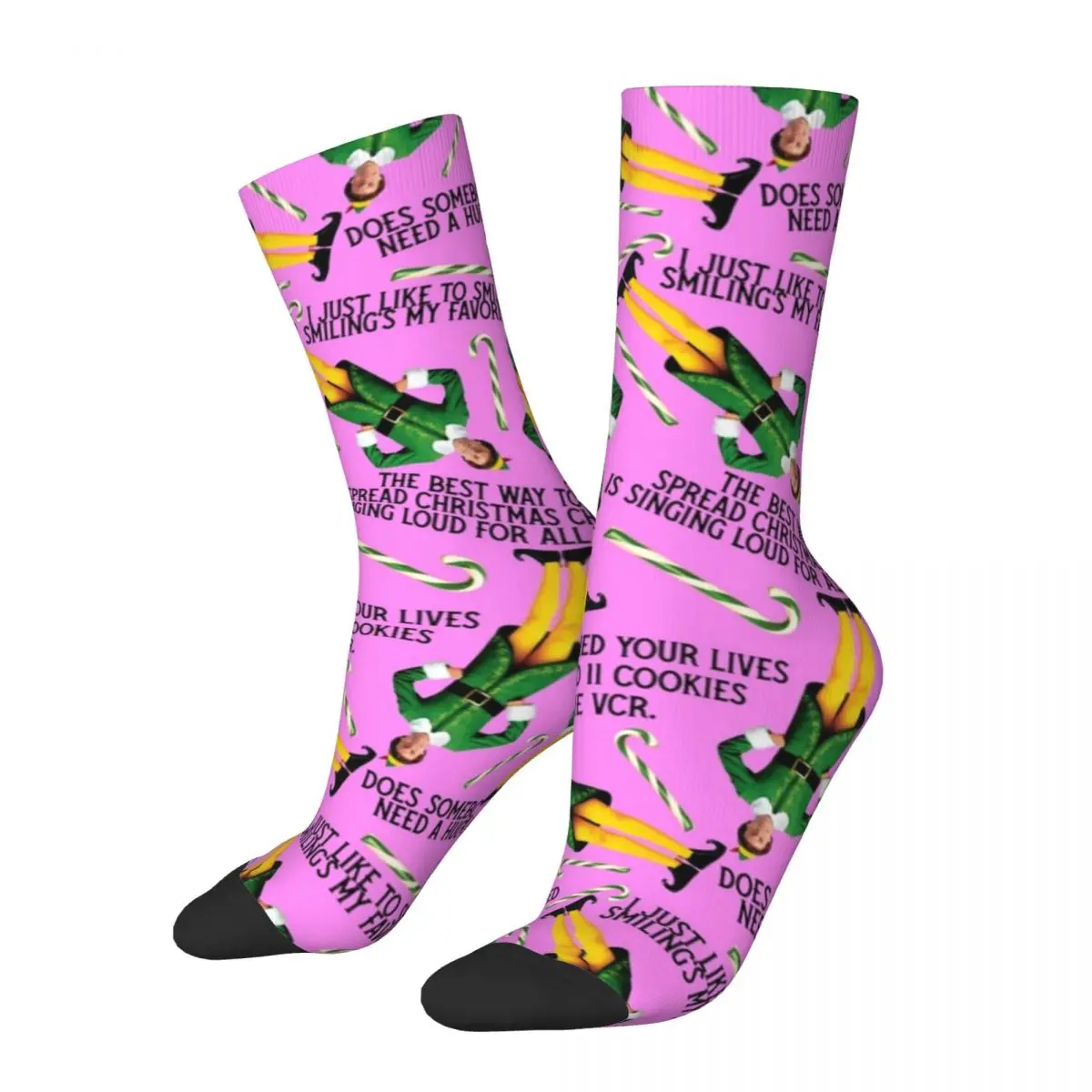 Buddy The Elf Print Pink 3D Printing Fashion Casual Socks 3D Printing Socks Novelty Personalized Gift Socks