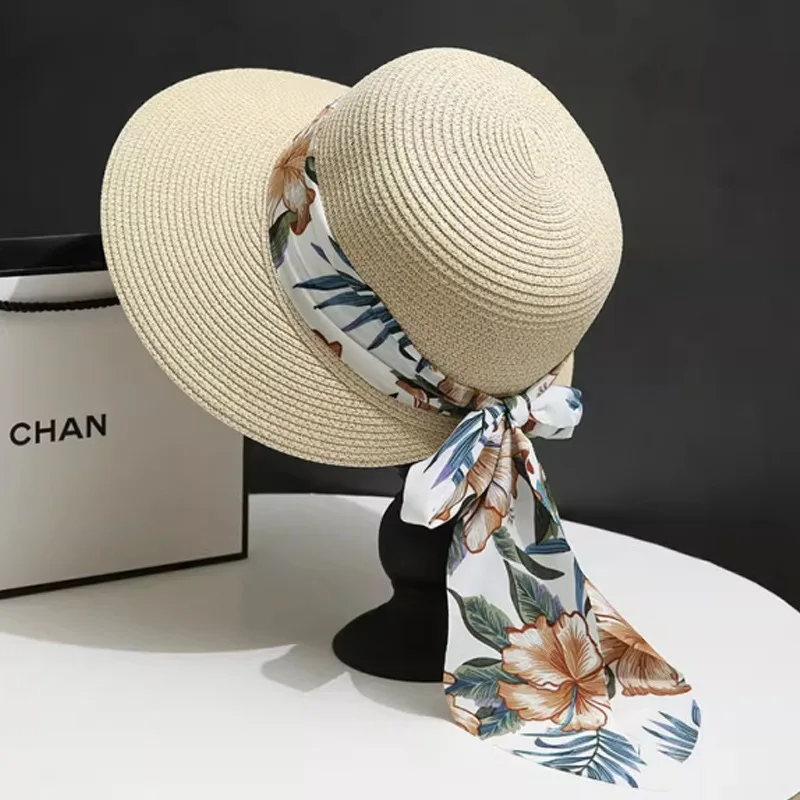 

Summer outdoor Hepburn style beach hat for women Cap delicate womens hats casual travel cap ladies Straw sun hat bow Panama Hats