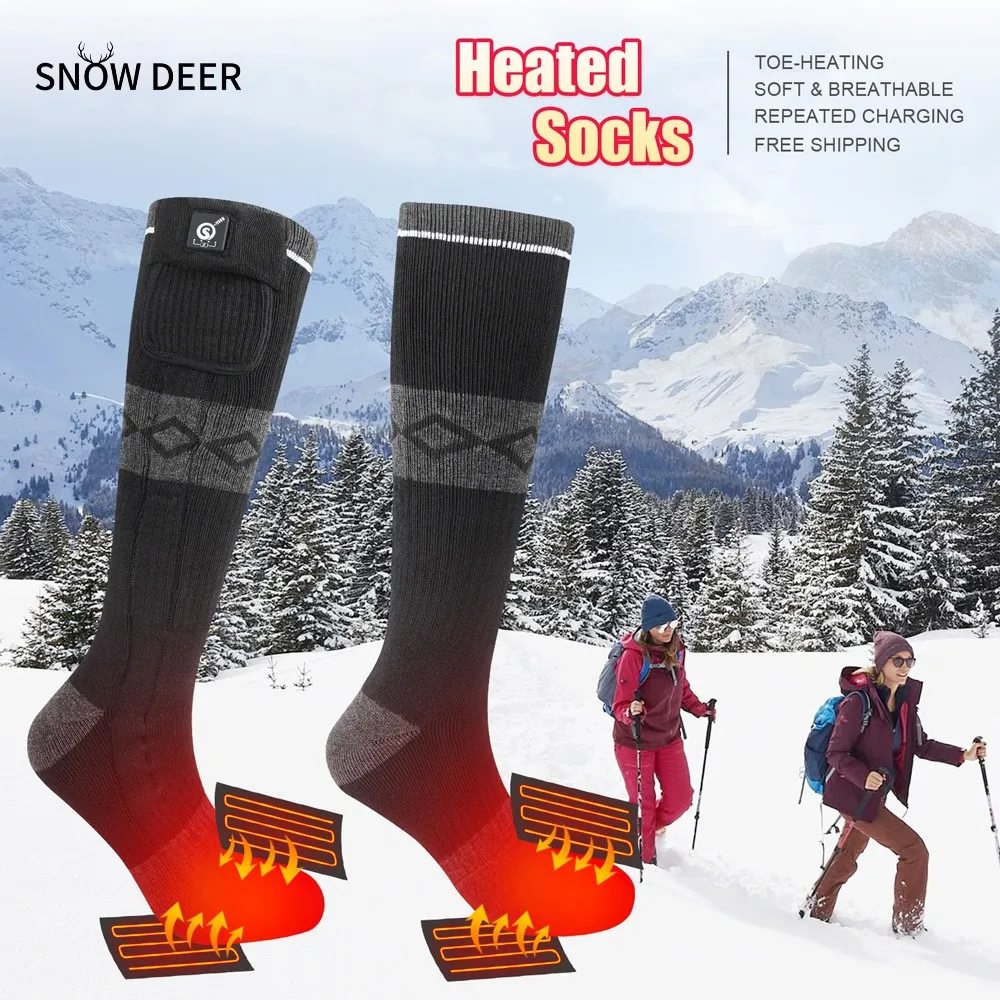 Heated Electric Sock Men'S Women'S Heating Foot Warmer Outdoor Sports Rechargeable Thermal Socks Cycling Ski Heating Socks