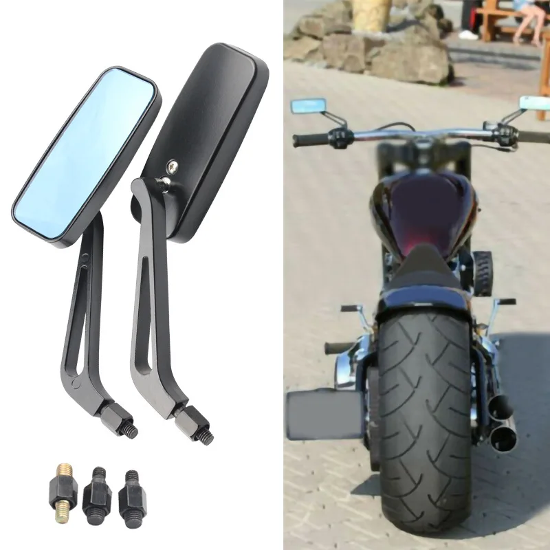Square Blue Glass Metal Motorcycle Accessories Modified Retro Bicycle Handlebar Rearview Mirror Rearview Mirror Reflector