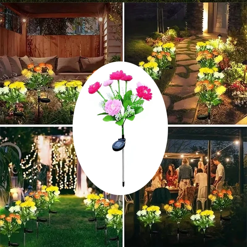 

Solar Led Lights Outdoor Decorative 7 Heads Solar Garden Lights Rose Flower Lawn Lamp for Yard Patio Garden Decor