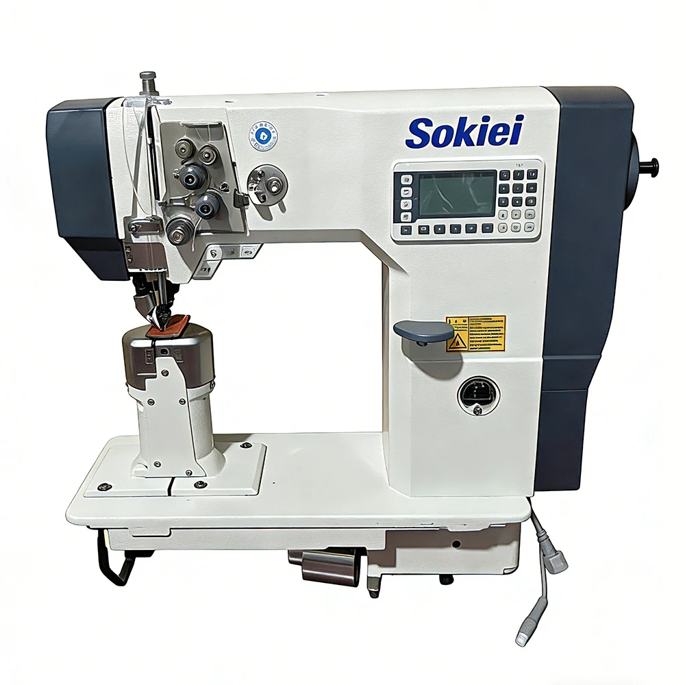 Double Needle Post-Bed Industrial Sewing Machine Footwear Sport Upper Stitching Chain Stitch Programmable Motor-Driven 750W New