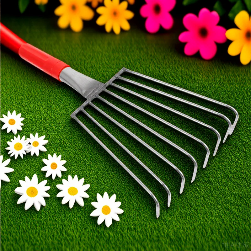 

Stainless Steel Rake 8 Claw Beach Shell Digging Tool Hand Cultivator Outdoor Lightweight Strong Grip Comfortable Handle Seafood