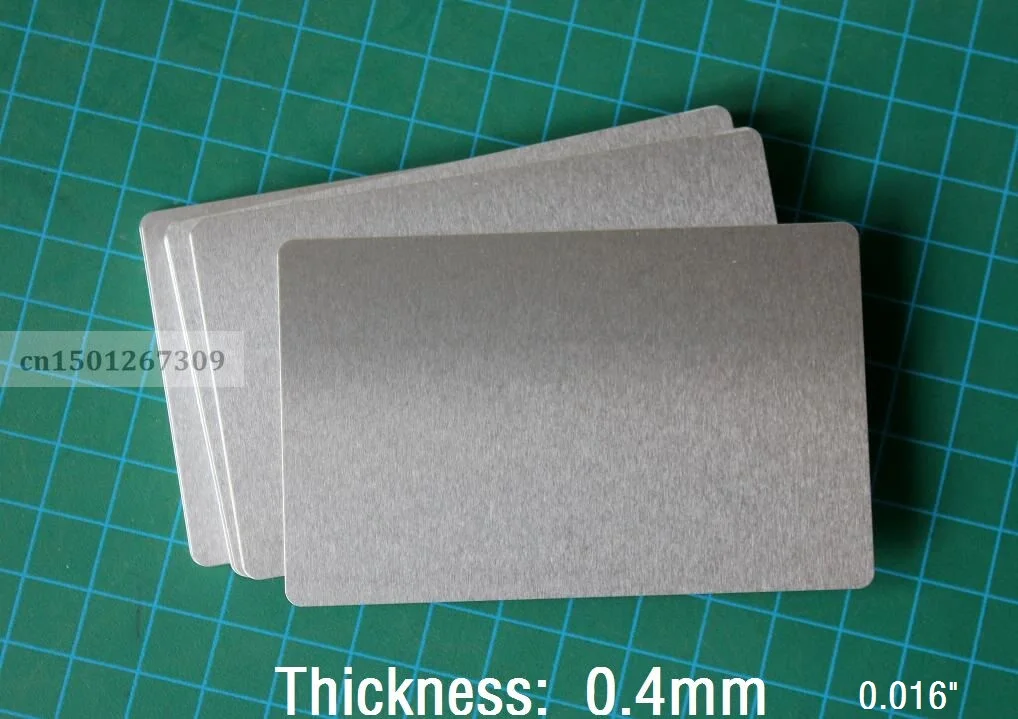 0.4mm Thickness Silver Metal Aluminum Business Cards For Laser Engraving - 10/20/50 You Pick