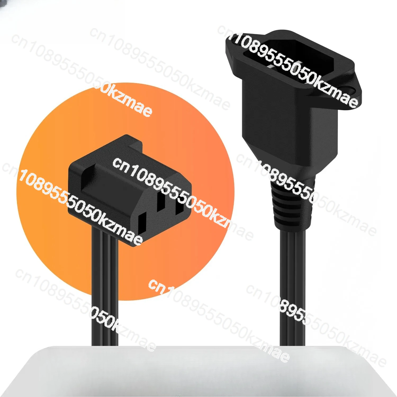 

90-Degree Elbow Power Supply Extension Cable - Ultra-Thin Soft C13 to C14 3-Pin