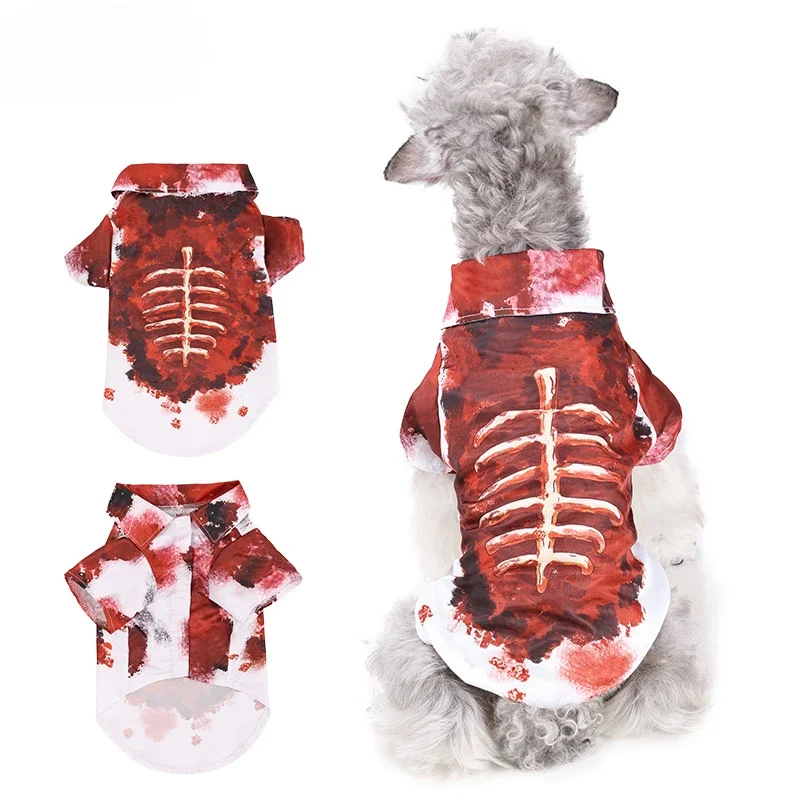 New Halloween Pet Dog Clothing Quadruped Scary Blood Costume Holiday Party Dress Up S/M/L/XL