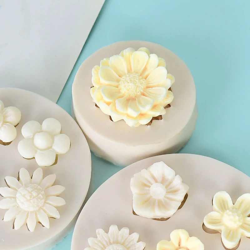 3D Flowers Silicone Mold Fondant Craft Cake Candy Chocolate Sugarcraft Ice Pastry Baking Tool Mould Hair Card Jewelry Accessorie