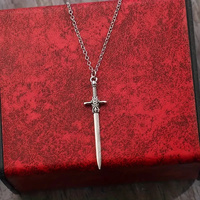 [One Retro Sword Pendant] Retro Sword Pendant Necklace, Punk Style Cross Zinc Alloy Pendant Necklace for Women And Men
