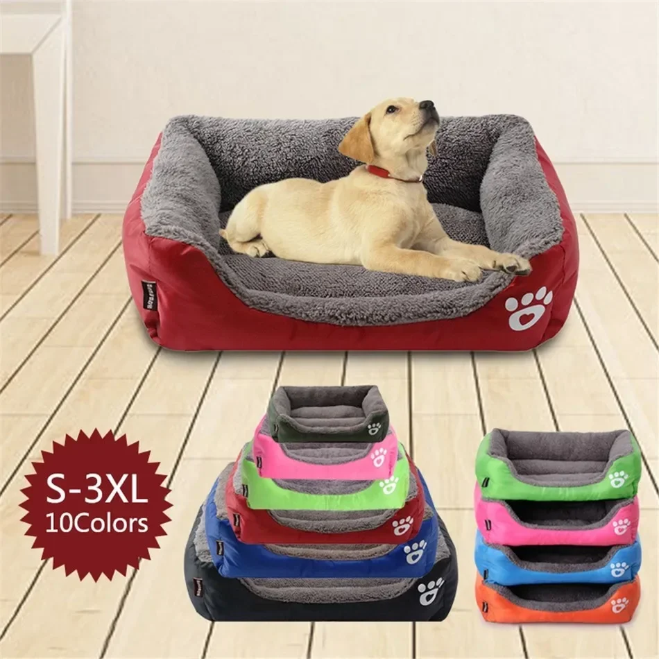 (S-3XL) Large Pet Cat Dog Bed 8Colors Warm Cozy Dog House Soft Fleece Nest Dog Baskets Mat Autumn Winter Waterproof Kennel #1