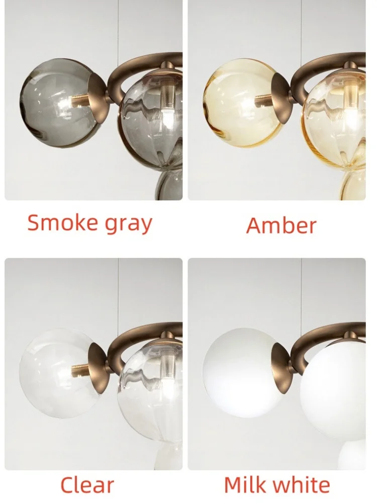 Magic Beans Chandelier  Glass Pendant Light Luxury Artistic Smoke Grey Glass Hanging Lamp for Home Decor