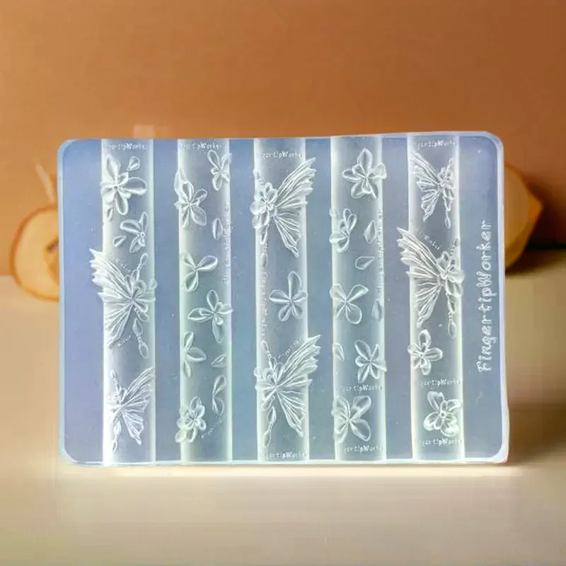 Baroque Heart French Necklace Butterfly Flower 3D Acrylic Nail Mold DIY Nail Art Decoration Transparent Manicure Template
