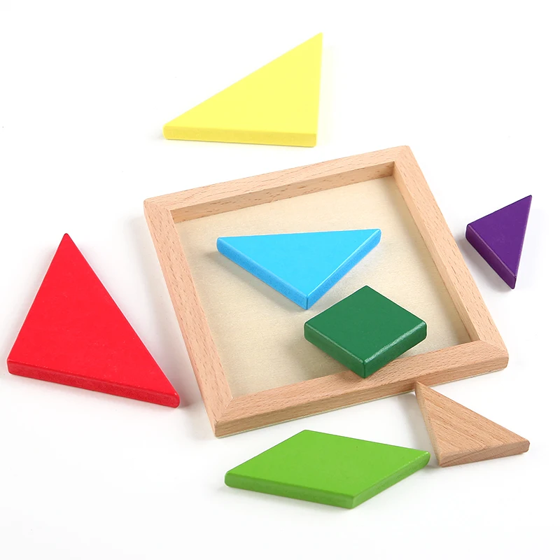 Wooden Tangram Jigsaw DIY Puzzle Kids Learning Educational Toys for Children Thinking Training Wood Toy Puzzles Montessori Games