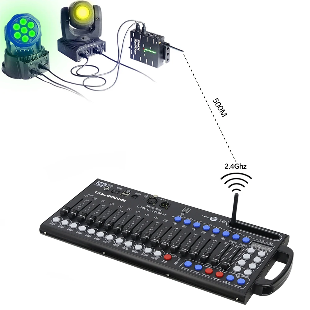 Wireless 384 DMX Ultra-thin DMX512 Stage Controller Moving Head Console For DJ Party RGB Lamp