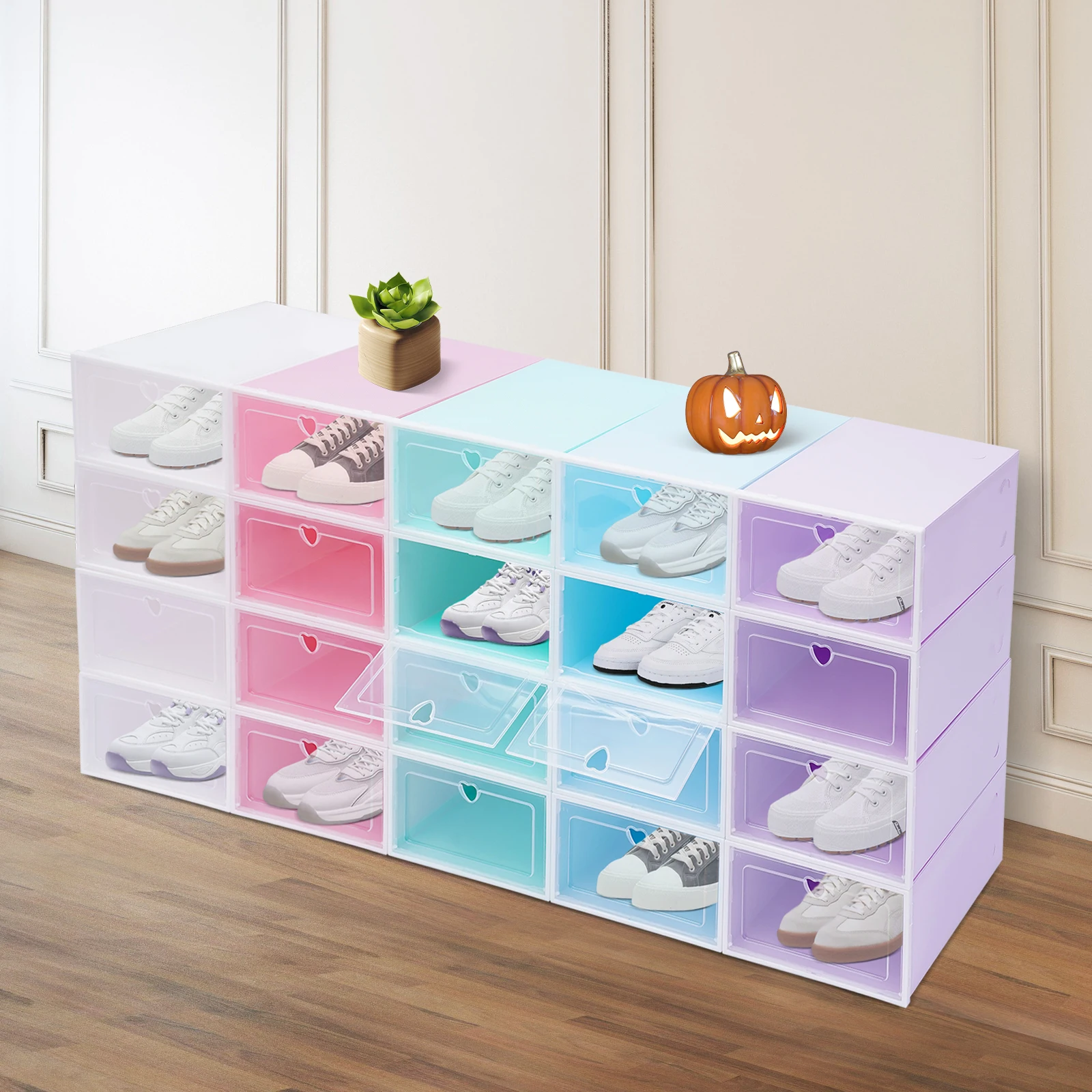 

New 20Pcs Transparent Shoe Box Stackable Shoe Box Storage Drawer