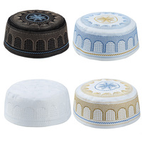 Cotton Embroidery Muslim Men Prayer Caps Leisure Saudi Arabia Islamic Hat Men Headscarf Topkippot Turban Islam Jewish Cap