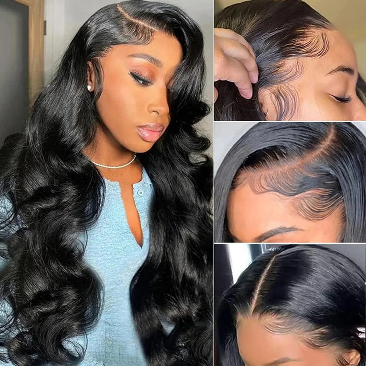 

250 Плотность Объемная волна 13x6 Hd Парик фронтальной части шнурка Бразильские человеческие волосы Предварительно выщипанные парики шнурка для женщин 13x4 HD Парики фронта шнурка