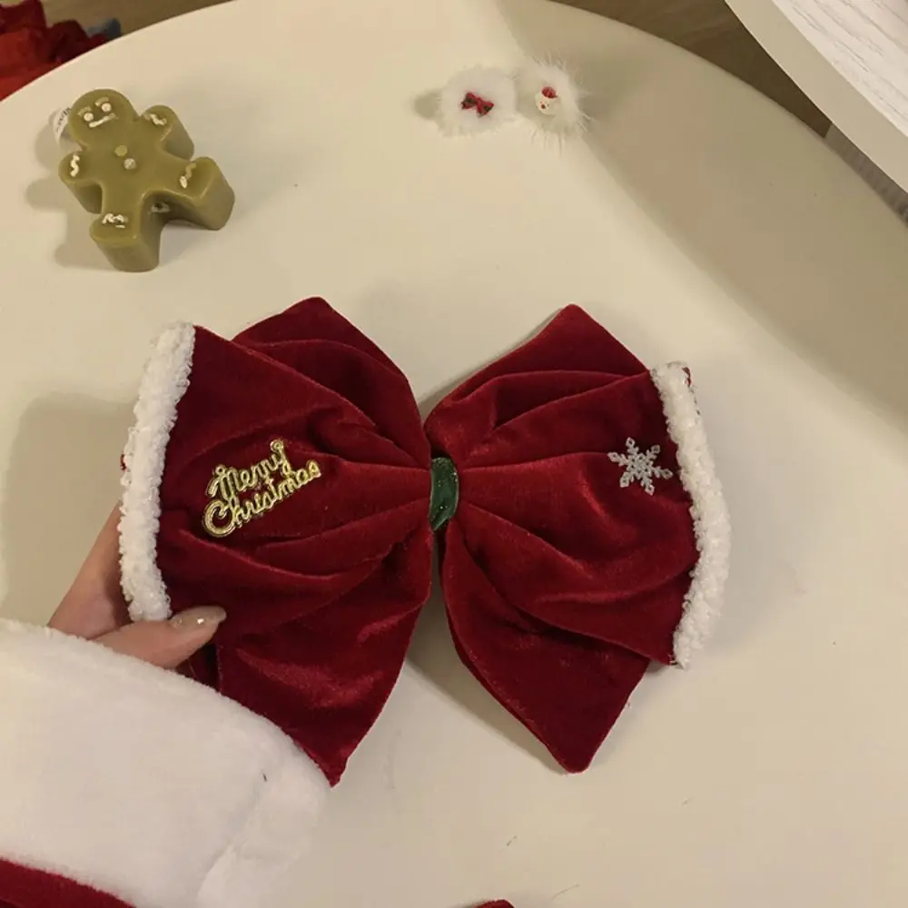 Merry Christmas Decor Christmas Hairpin Sequin Bowknot Velvet Bow Hair Clip Korean Hair Accessories Santa Claus