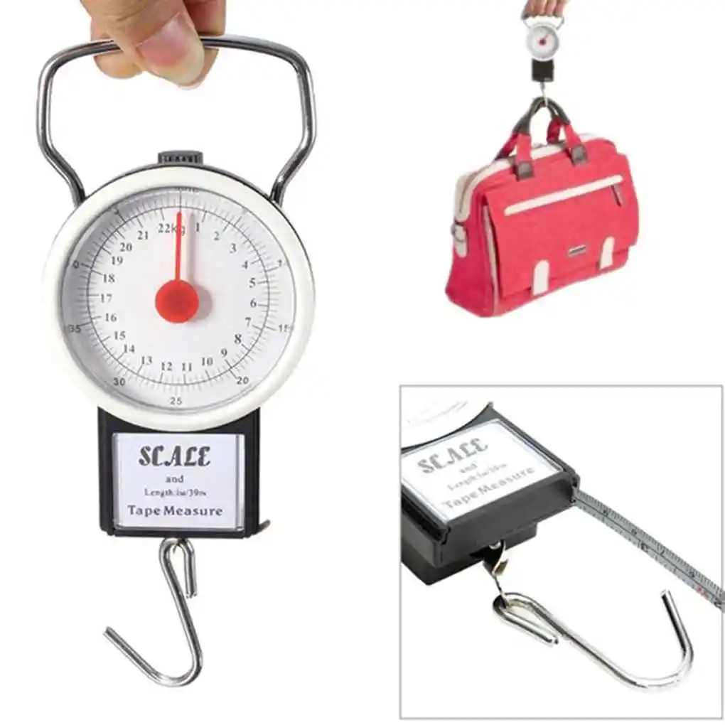 Weight Scale Hanging 22kg Measuring Balance Portable Pocket Weighing Luggage Tape Measure Outdoor Steelyard Accessory