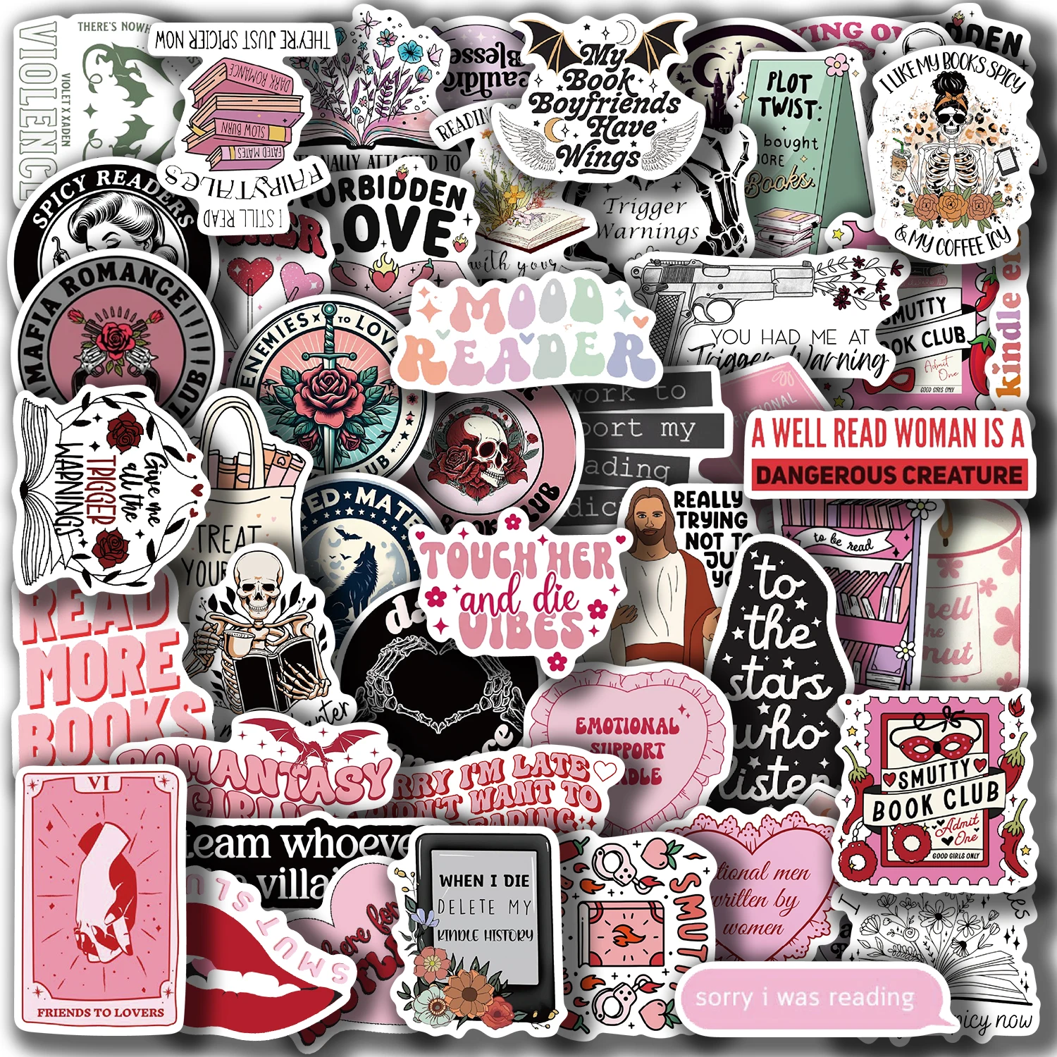 50 pezzi Smut Lettura Libri Graffiti Adesivi decorativi Laptop Bottiglia d'acqua Bagagli Casco Adesivi moto