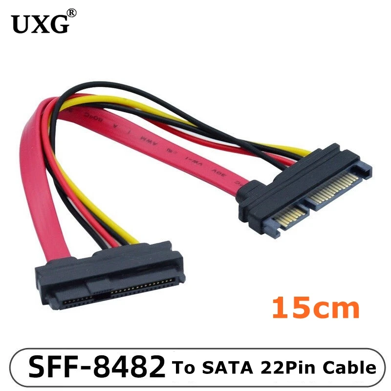 SAS to SATA,SFF-8482 SAS 15cm 29 Pin to SATA 22Pin Hard Disk Drive Raid Extension Cable Cord with 15 Pin SATA Power Port