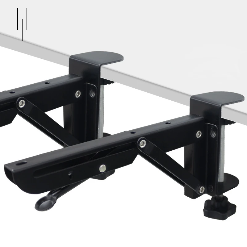 2Pcs Desktop ExtensionBrackets- Metal Triangle Table Bench Folding Shelf Bracket 8 Inch Wall Mounted Folding Shelf