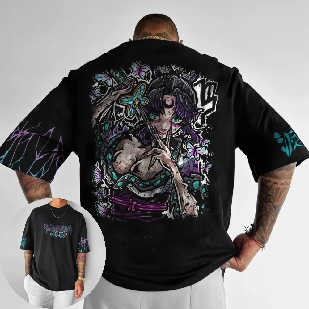 鬼滅の刃 メンズ Tシャツ 胡蝶しのぶ 夏 日本アニメ Tシャツ 春と秋 ボーイズ ストリート 半袖 親子ウェア