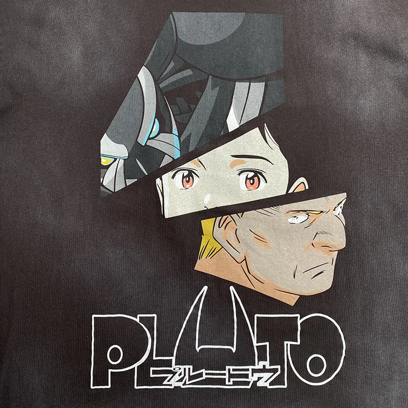 الكرتون أنيمي الطباعة أفضل جودة تي شيرت خمر فضفاض عادية سانت كم طويل تي شيرت الرجال امرأة شارع العليا خمر #4