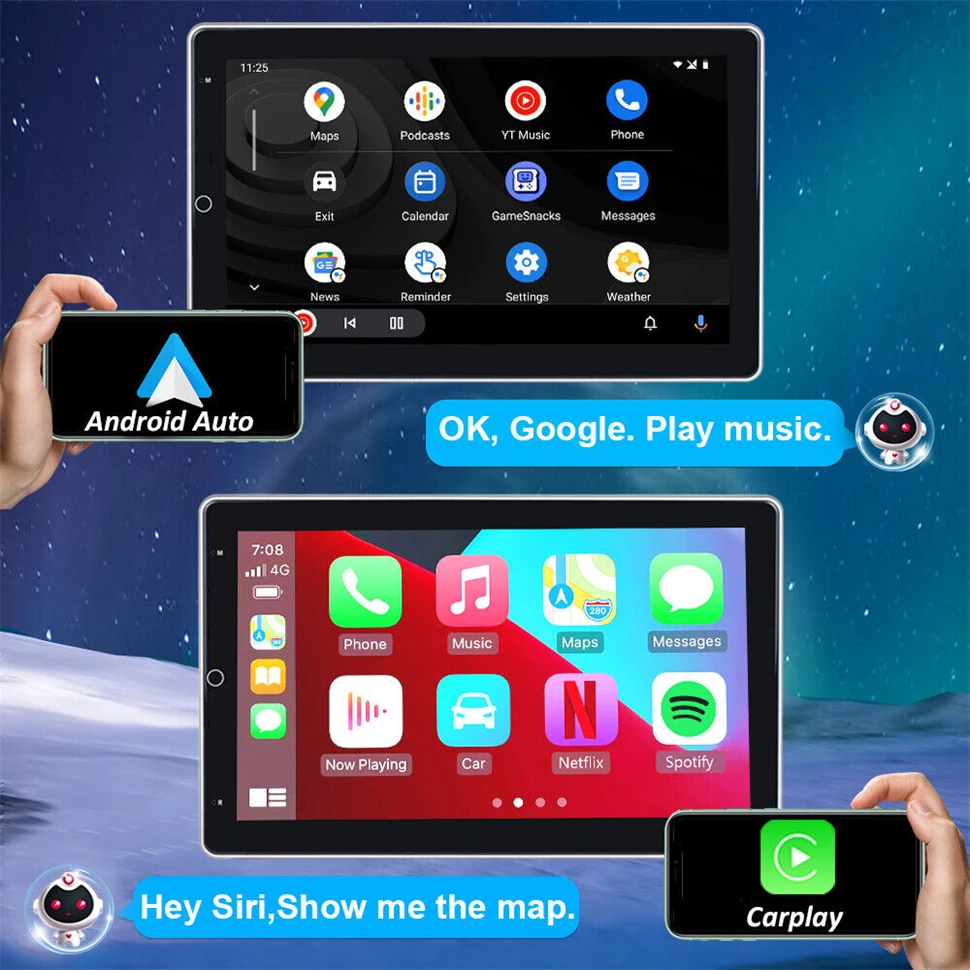 Android 15.0 10.1 inch Automatic Rotate Car Radio Android Auto