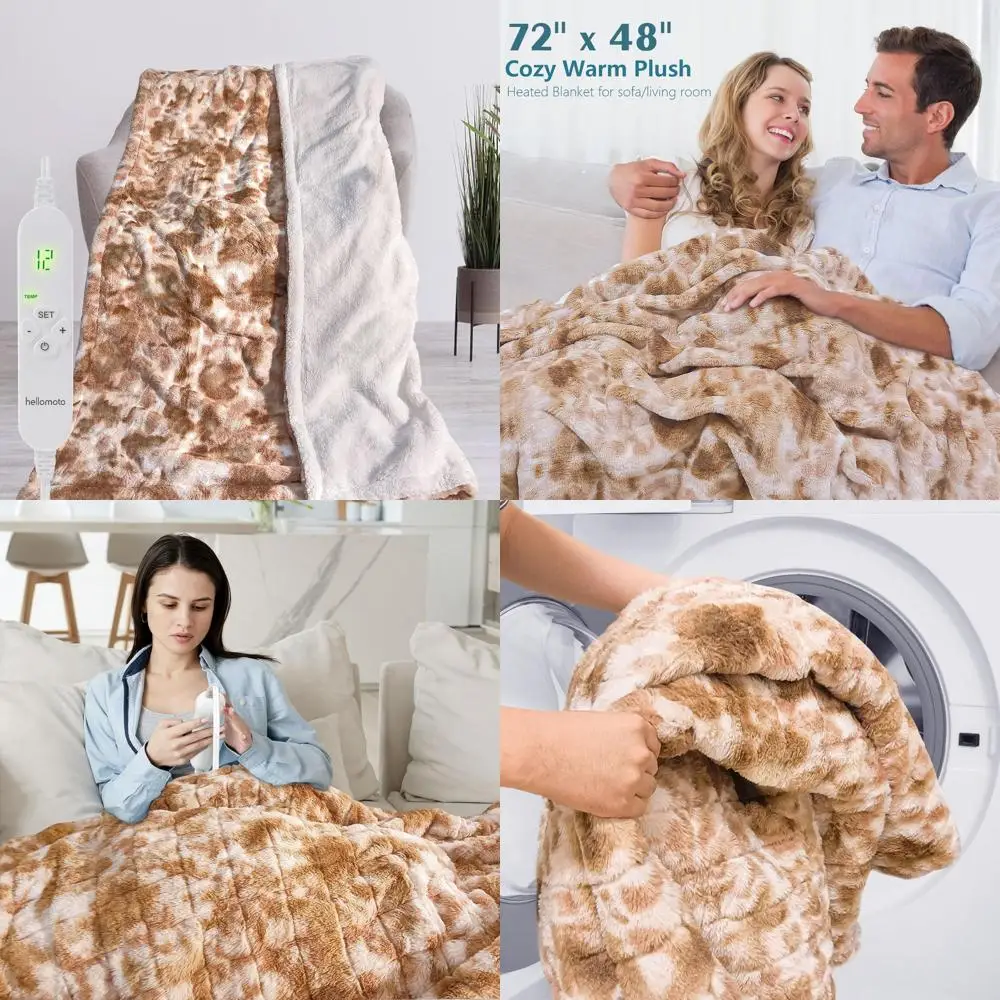 

Двустороннее электрическое одеяло весом 15 фунтов с 8 таймерами и 10 уровнями нагрева, 48x72 дюйма, коричнево-белое.