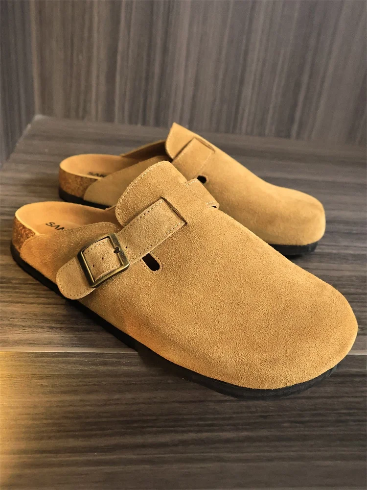

Nordic Retro Men's Clog Summer Fashion Casual Shoes Slip-On Soft Wood Bottom Matte Versatile Comfortable Flat Heel round Toe