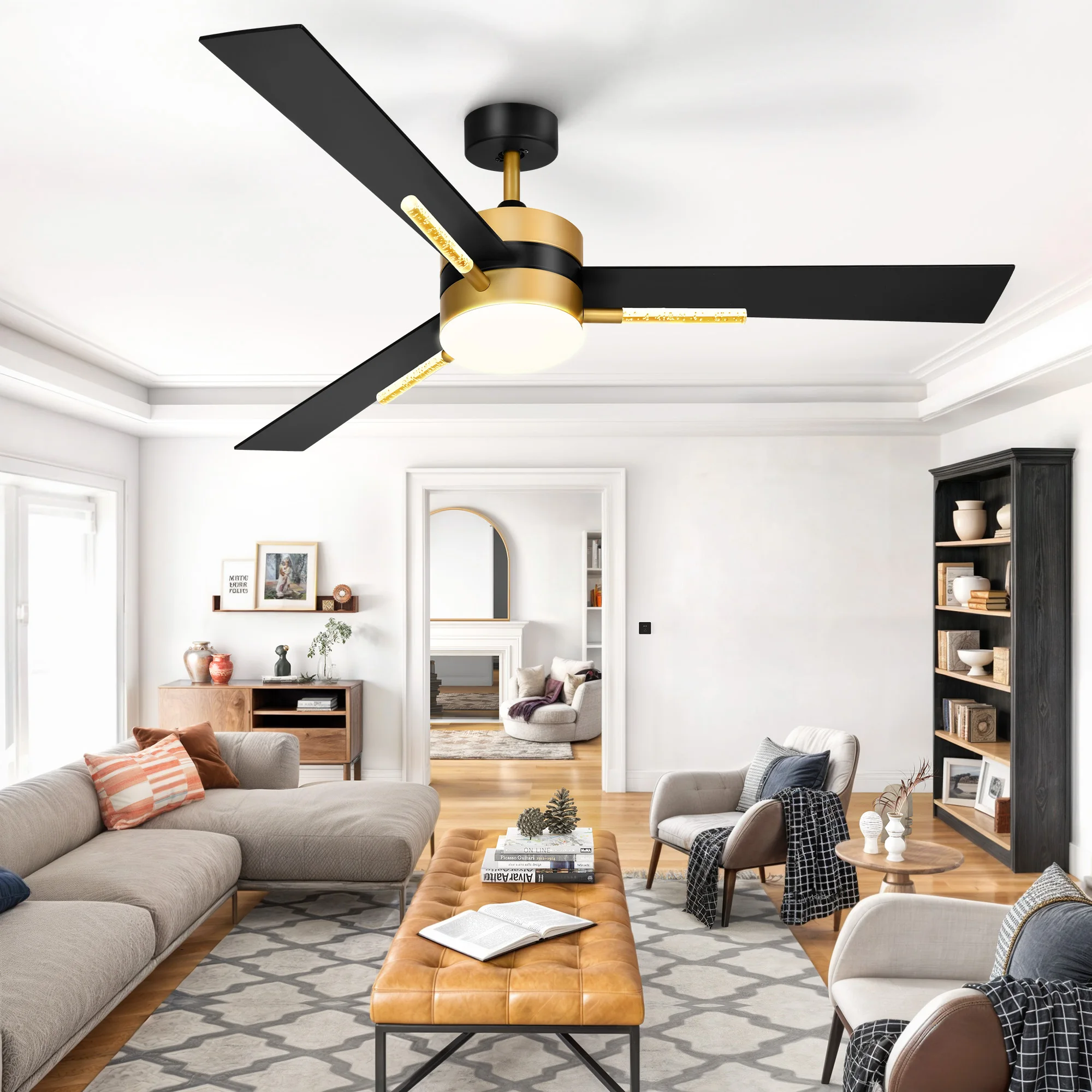 60'' Ceiling Fan with Lights and Remote Control Reversible Ceiling Fan 3 Blades