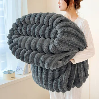 Alternative view of New Artificial Rabbit Plush Spring Blanket Warmth Comfortable Sofa Blankets Thickened Warm Multi-functional Throw Blanket Autumn