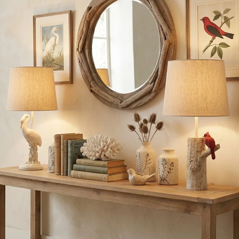 Creative Bird Floor Lamps American Style Rural Countryside Standing Light Indoor Red-crowned Crane Design Atmosphere Table Lamp