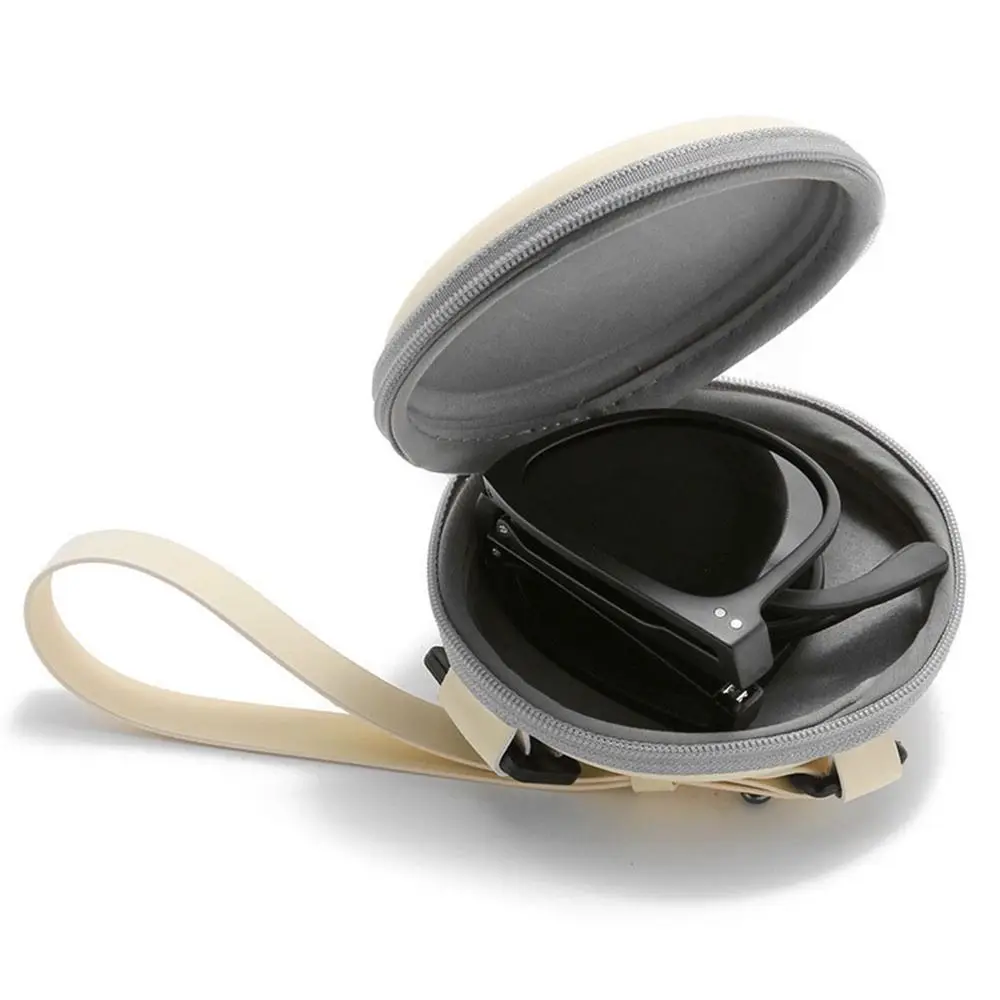 Foldable Round Sunglasses Storage Case Retro Fashion Beige Eyeglasses Pouch EVA Folding Glasses Case Portable