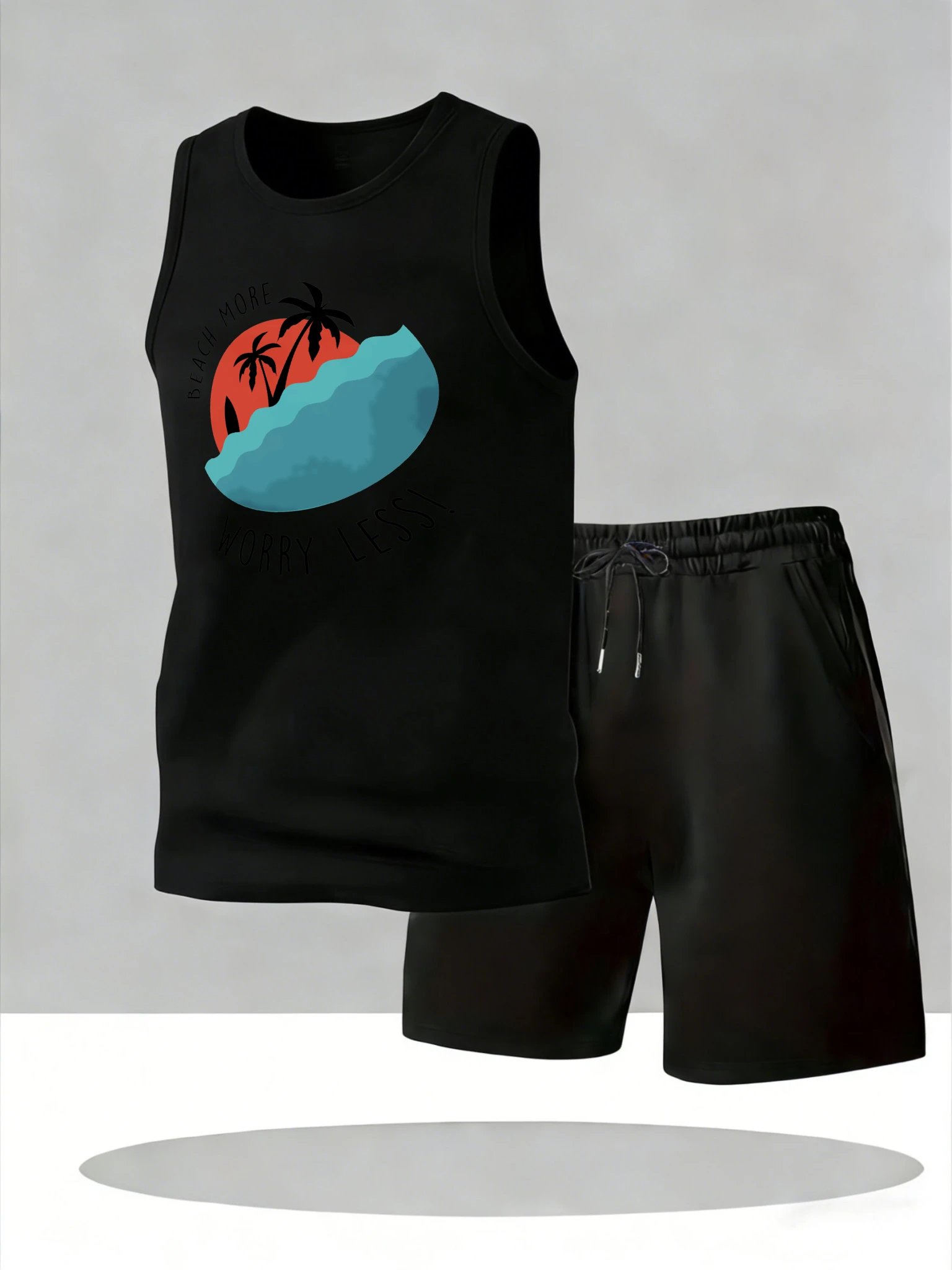 

Men's Tank Top Sets 2026 Summer Quick drying Breathable oversize crewneck jogging suit running clothing set sports beach