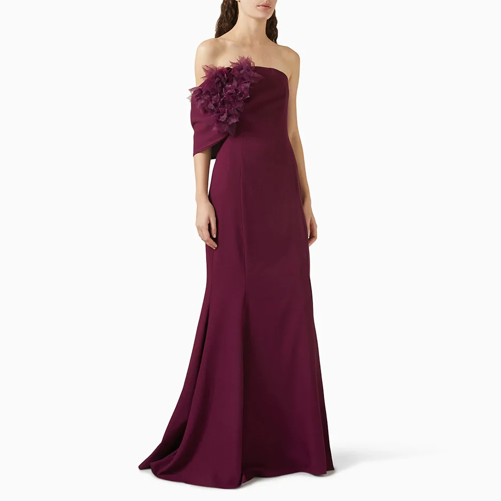 

Modern Mermaid Prom Dress One Shoulder Evening Dress Sleeveless Formal Wedding Party Dress Floor Length Saudi Gown With Flowers