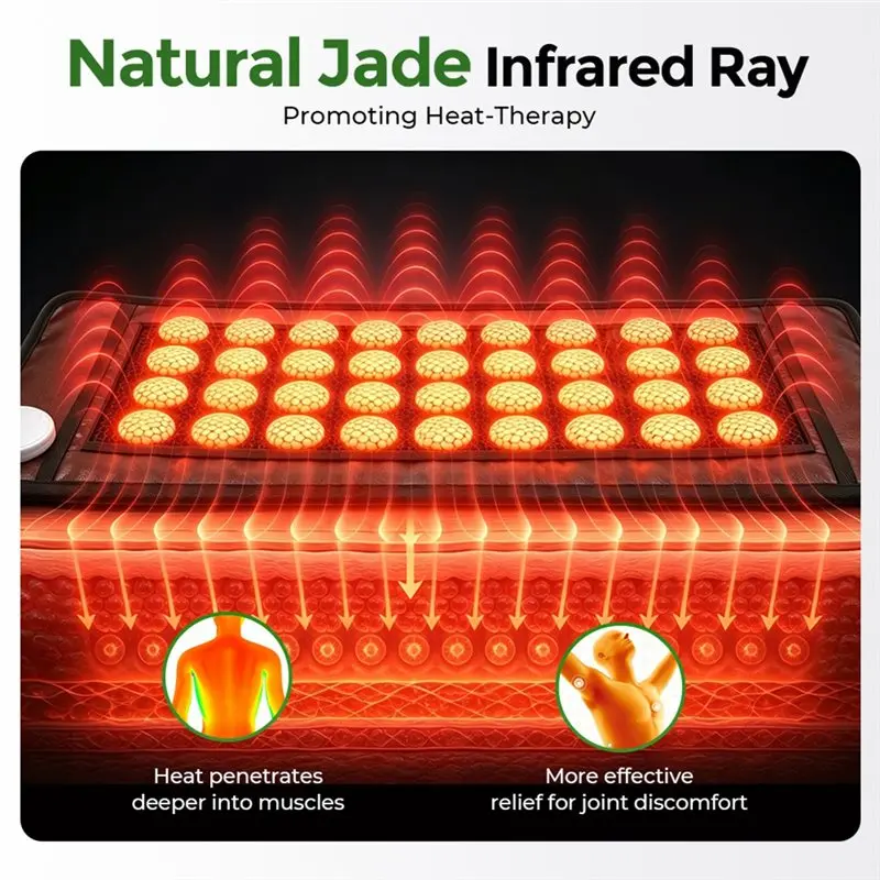 ALIM-9-Level Temperature Control,4-Level Timer,36 Jade-Stone Imitation PU Leather Ultra-Soft Double-Sided Heating Pad EU Plug