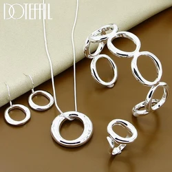 Doteffil Sterling Silber rund o Ohrring Halskette Armband Ring Set für Frau Mann Hochzeit Verlobung feier Modeschmuck