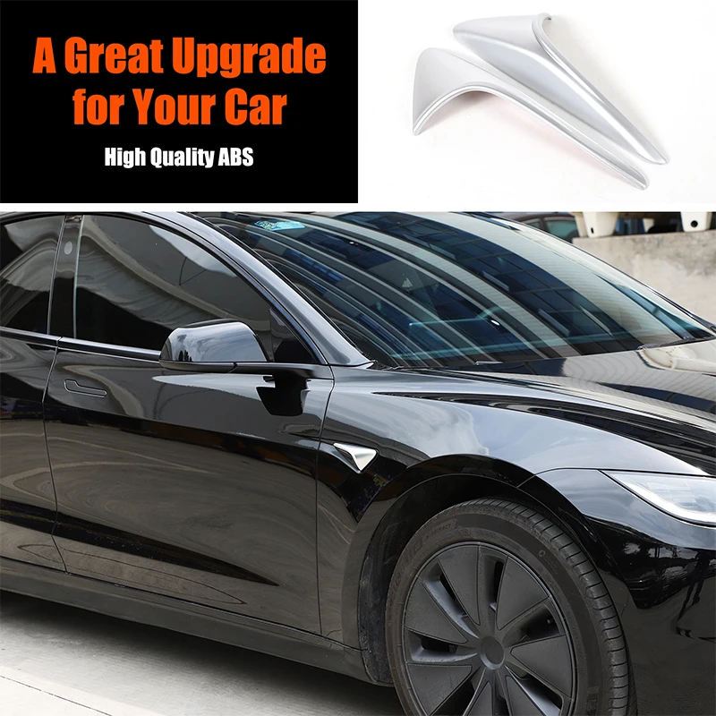 Für Tesla Model 3 ab 2023/Model Y ab 2025: Fenchelblatt-Design Blinkerabdeckung, Karosserie-Dekorblenden für Blinker, ABS Chrom, 2 Stück – Detail 10