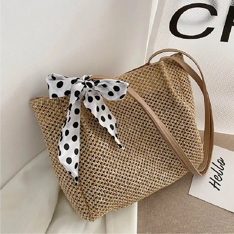 2023 Casual Straw Large Capacity Beach Tote Wicker Women Shoulder Bags Rattan Handbags Summer Beach Bag Travel Big Purses Female