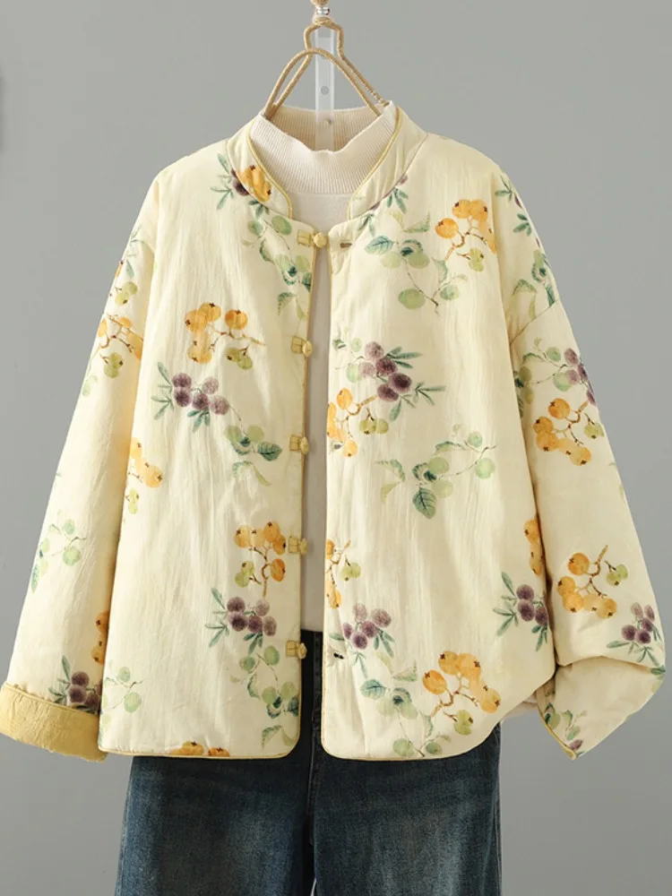 

Женская хлопковая фланелевая одежда в стиле ретро в стиле ретро, зимняя верхняя одежда на пуговицах, двусторонняя одежда Wearabili