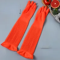 1Pair Lengthen Dishwashing Cleaning Gloves  Silicone Rubber Dish Washing Glove for Household Scrubber Kitchen Clean Tool