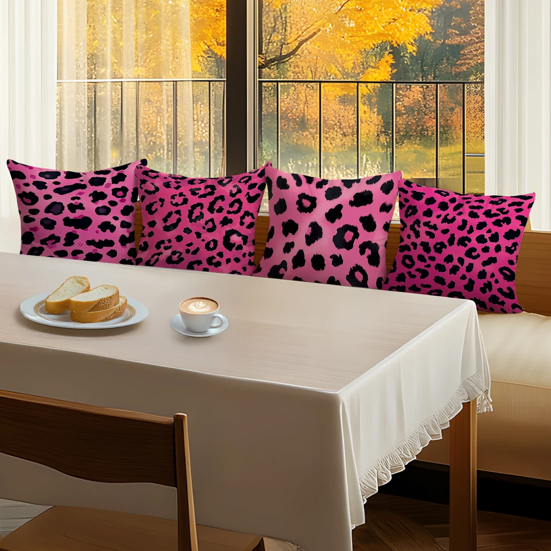 Pink Leopard-Print Double-sided Printed pillow cover Short plush Suitable living rooms bedrooms sofas throw cushion cover