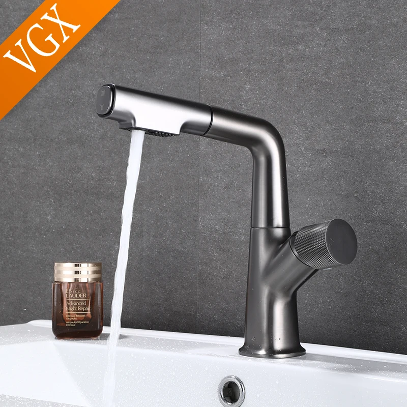 VGX Multifunctional Bathroom Faucets Pull Out Basin Mixer Sink Faucet Gourmet Washbasin Taps Water Tap 360° Tapware Crane Brass